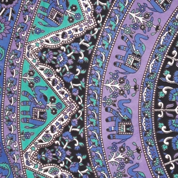 Purple Green Floral Boho Round Beach Blanket Tablecloth Tapestry Decor NEW - Picture 4 of 4